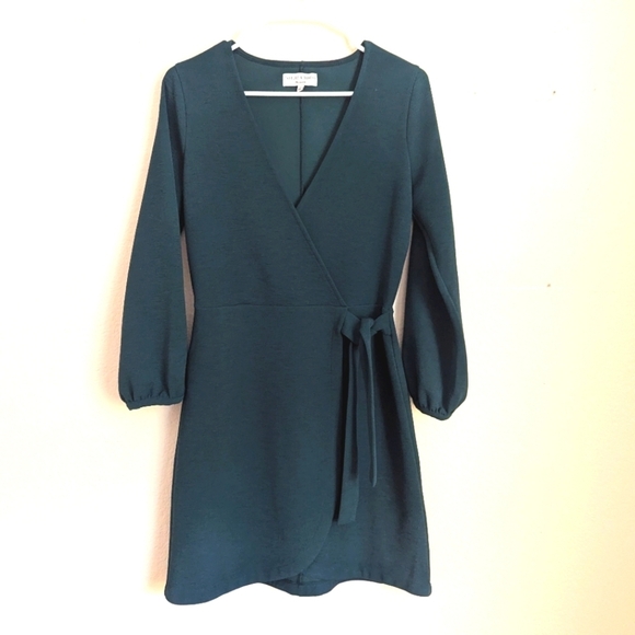 Madewell Green Wrap Sise Tie Dress - Picture 2 of 7